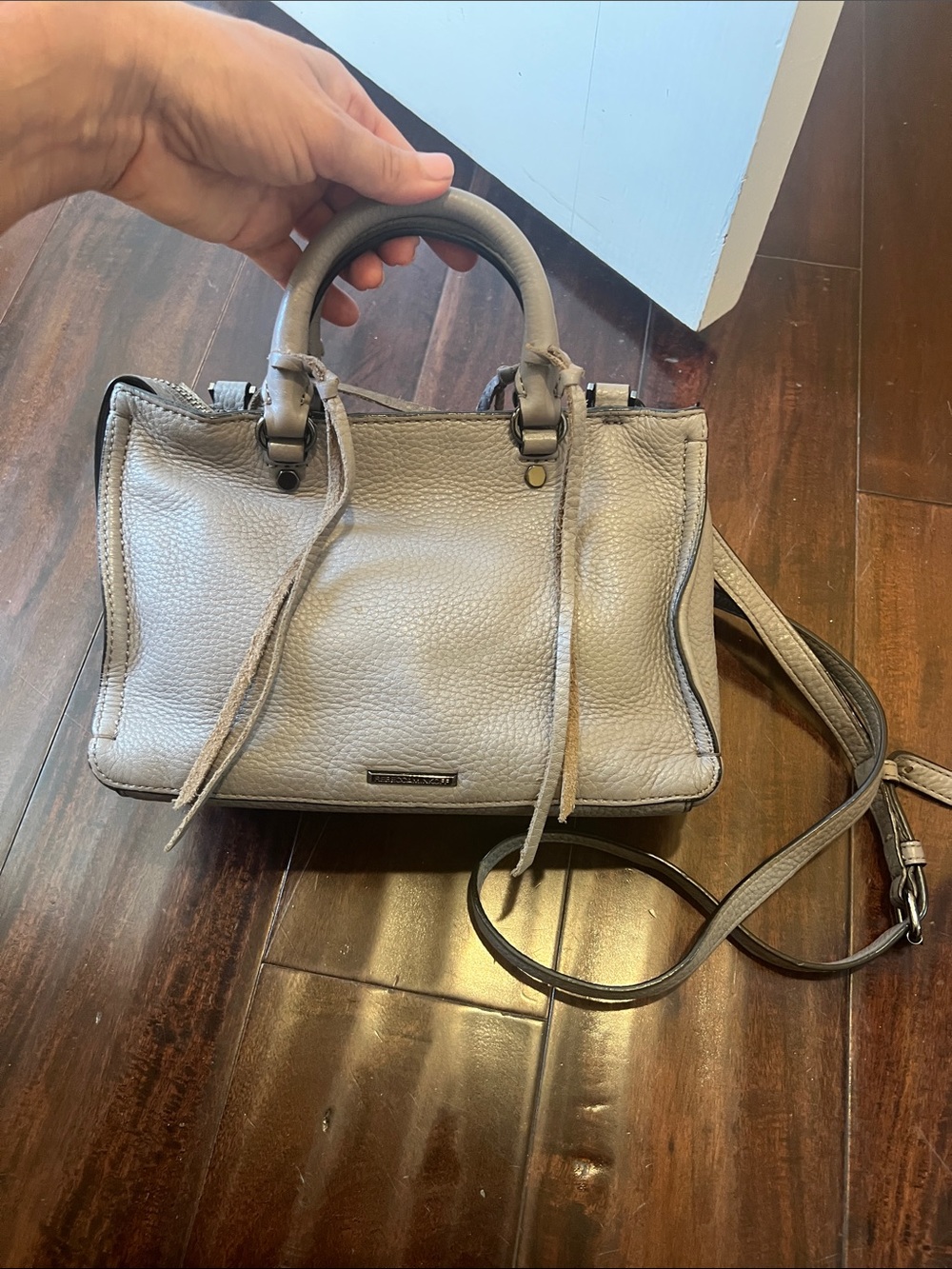 Rebecca Minkoff Light Gray Pebbled Leather Satchel